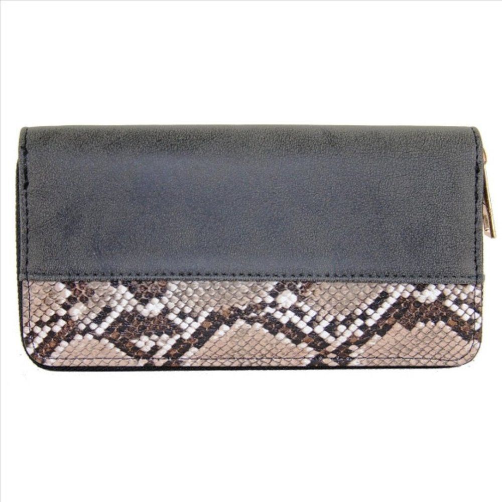 Snake Print / Python Zip Around Wallet Black & Brown- NWT